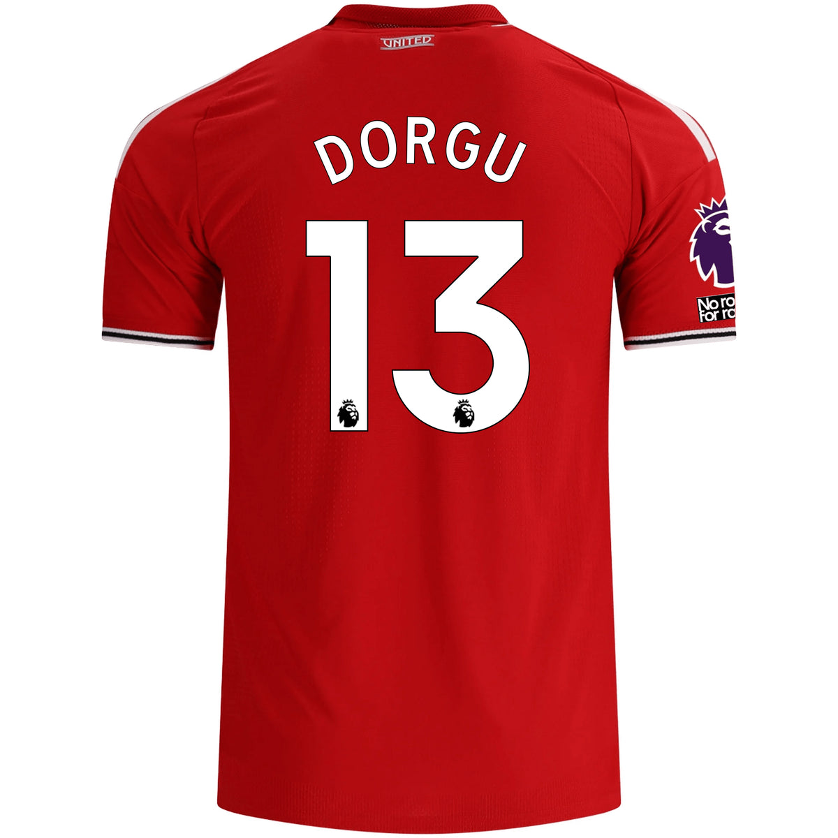 adidas Manchester United Authentic Patrick Dorgu Home Jersey w/ EPL + No Room For Racism Patches 26/27 (Red)