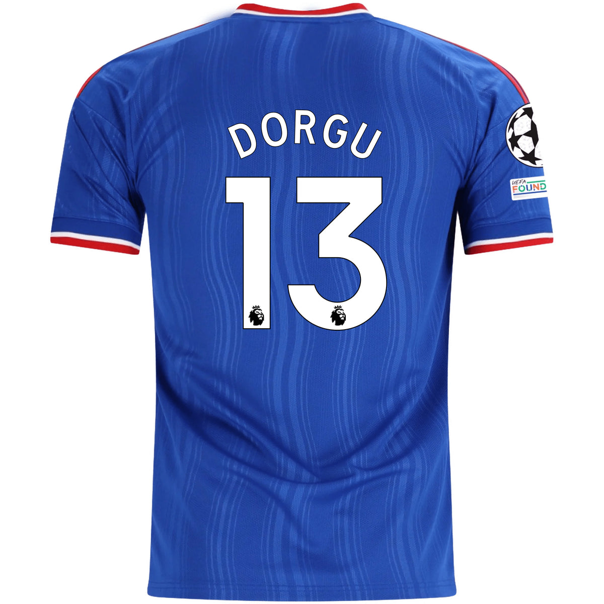 adidas Mens Manchester United Patrick Dorgu Away Jersey w/ Champions League Patches 26/27 (Blue)