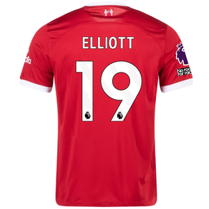 Nike Liverpool Harvey Elliot Home Jersey w/ EPL + No Room For Racism Patches 23/24 (Red/White)