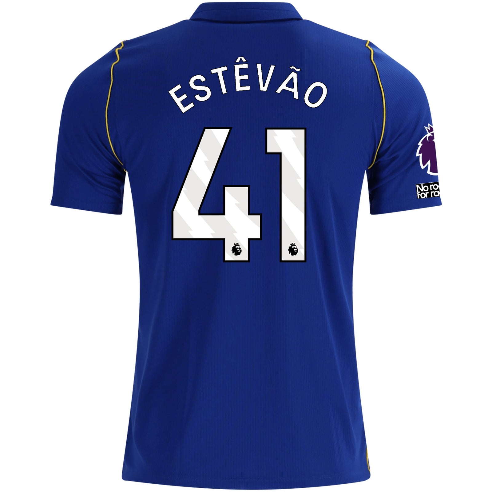 Nike Mens Chelsea FC Estêvão Willian Home Jersey w/ EPL + No Room For Racism + Club World Cup Champion Patches 26/27 (Bright Royal/Gold)