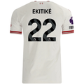 adidas Mens Liverpool Hugo Ekitiké Authentic Away Jersey w/ EPL + No Room For Racsim Patches 26/27 (White)