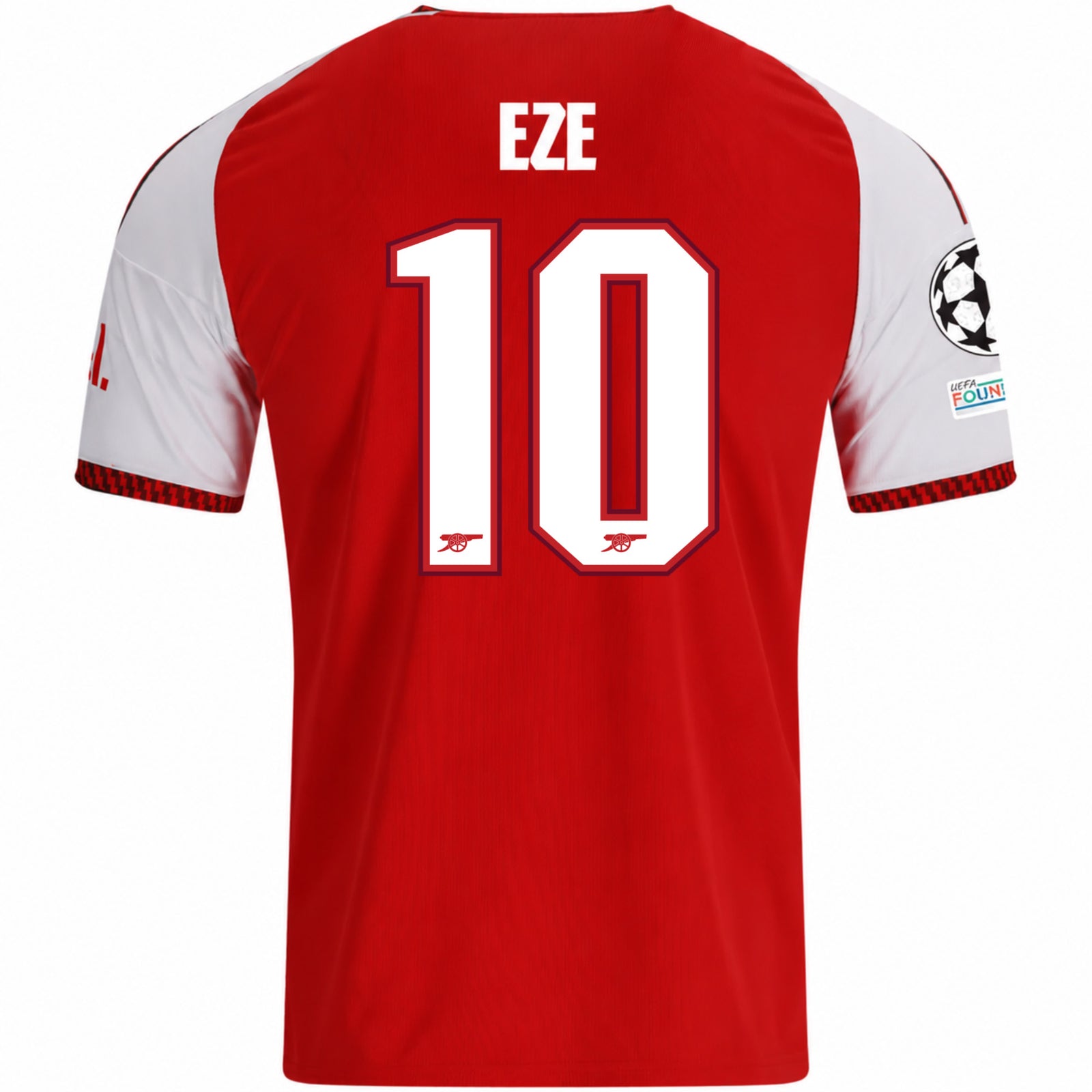 adidas Mens Arsenal Eberechi Eze Home Jersey w/ Champions League Patches 26/27 (Red)