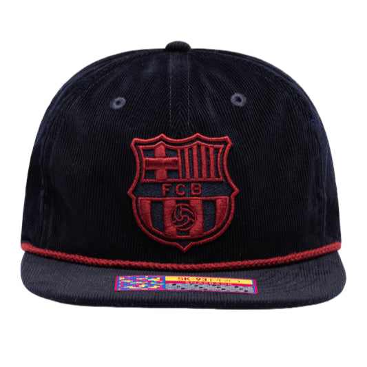 Fan Ink FC Barcelona Snow Beach Snapback Adjustable Hat (Navy)
