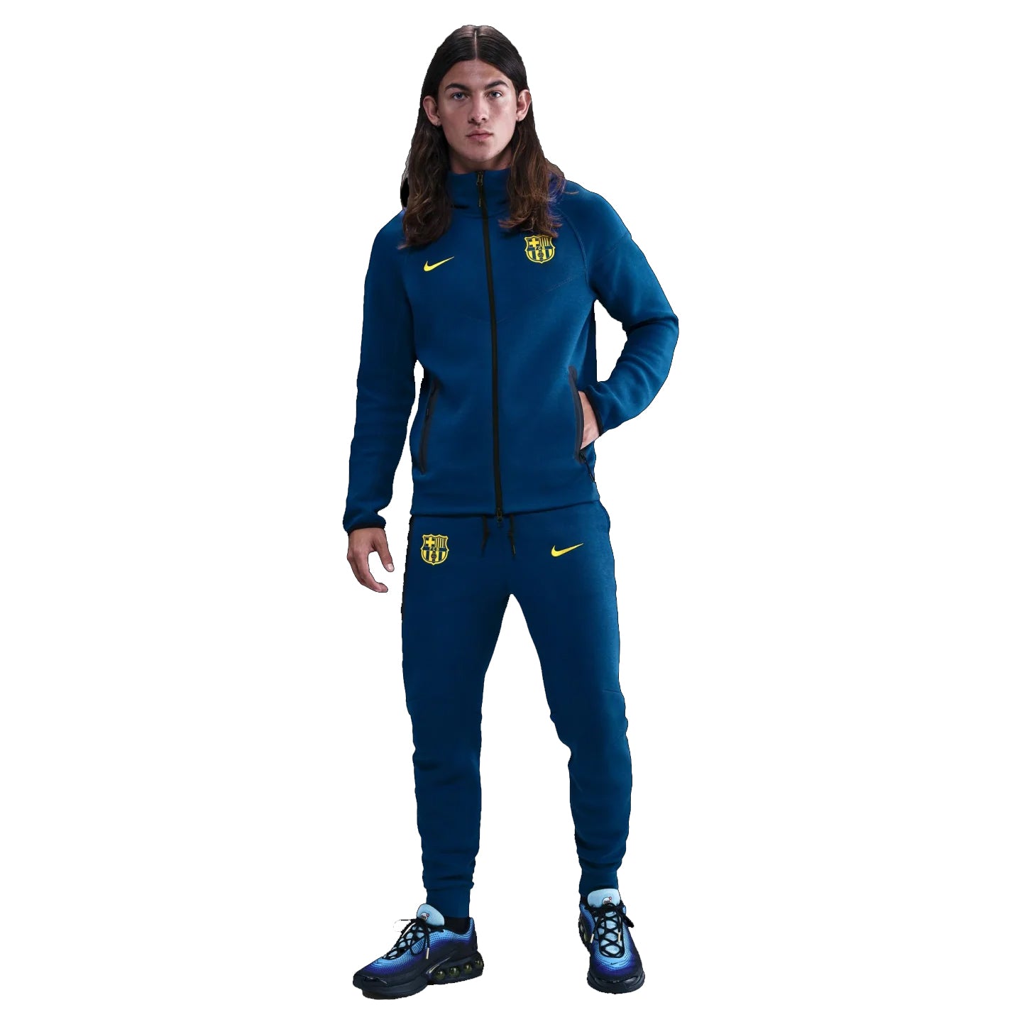 Nike FC Barcelona 25/26 Tech Fleece Special Edition Full Zip Hoodie (Gym Blue/Opti Yellow)