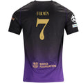 Nike Mens Barcelona Fermín López Away Jersey w/ Champions League Patches 26/27 (Purple/Metallic Gold)