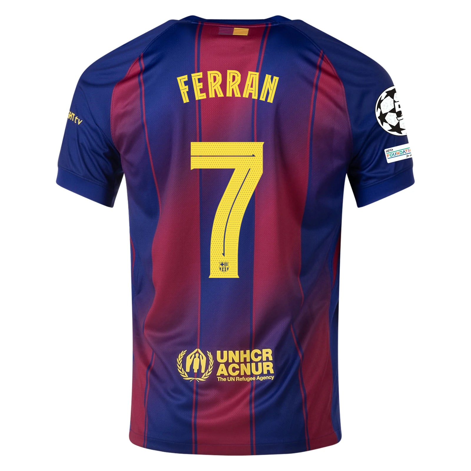 Nike Ferran FC Barcelona Home Jersey 25/26 w/ Champions League Patches (Deep Royal Blue/Midwest Gold)