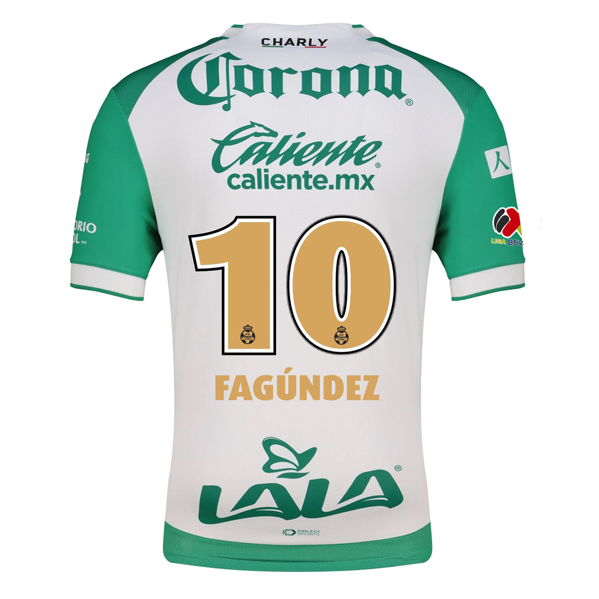 Charly Franco Fagundez Men&#39;s Santos Laguna Home Jersey 25/26 w/ BBVA MX Patches (Green/White)
