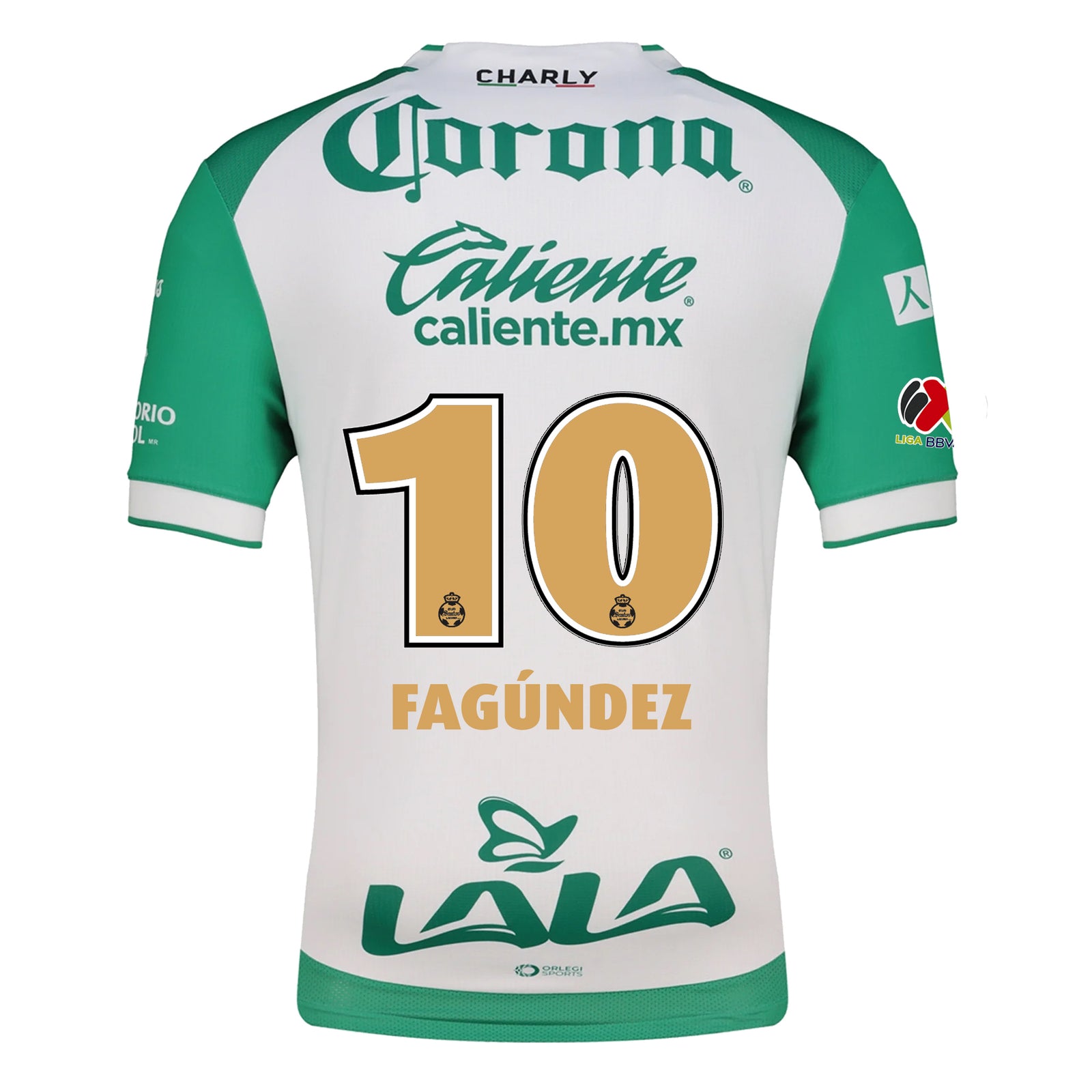 Charly Franco Fagundez Men's Santos Laguna Home Jersey 25/26 w/ BBVA MX Patches (Green/White)