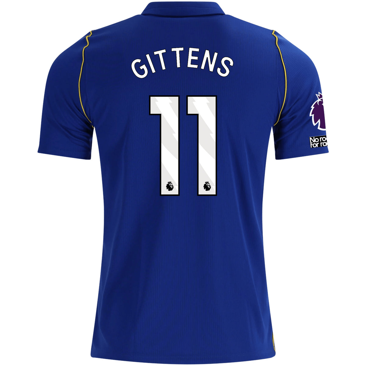 Nike Mens Chelsea FC Jamie Gittens Home Jersey w/ EPL + No Room For Racism + Club World Cup Champion Patches 26/27 (Bright Royal/Gold)
