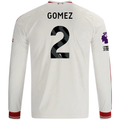 adidas Mens Liverpool Joe Gomez Long Sleeve Away Jersey w/ EPL + No Room For Racism Patches 26/27 (White/Red)