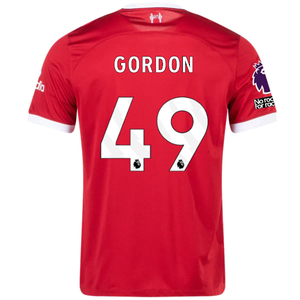Nike Liverpool Gordan Home Jersey w/ EPL + No Room For Racism Patches 23/24 (Red/White)