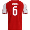 adidas Mens Arsenal Gabriel Magalhães Home Jersey w/ Champions League Patches 26/27 (Red)