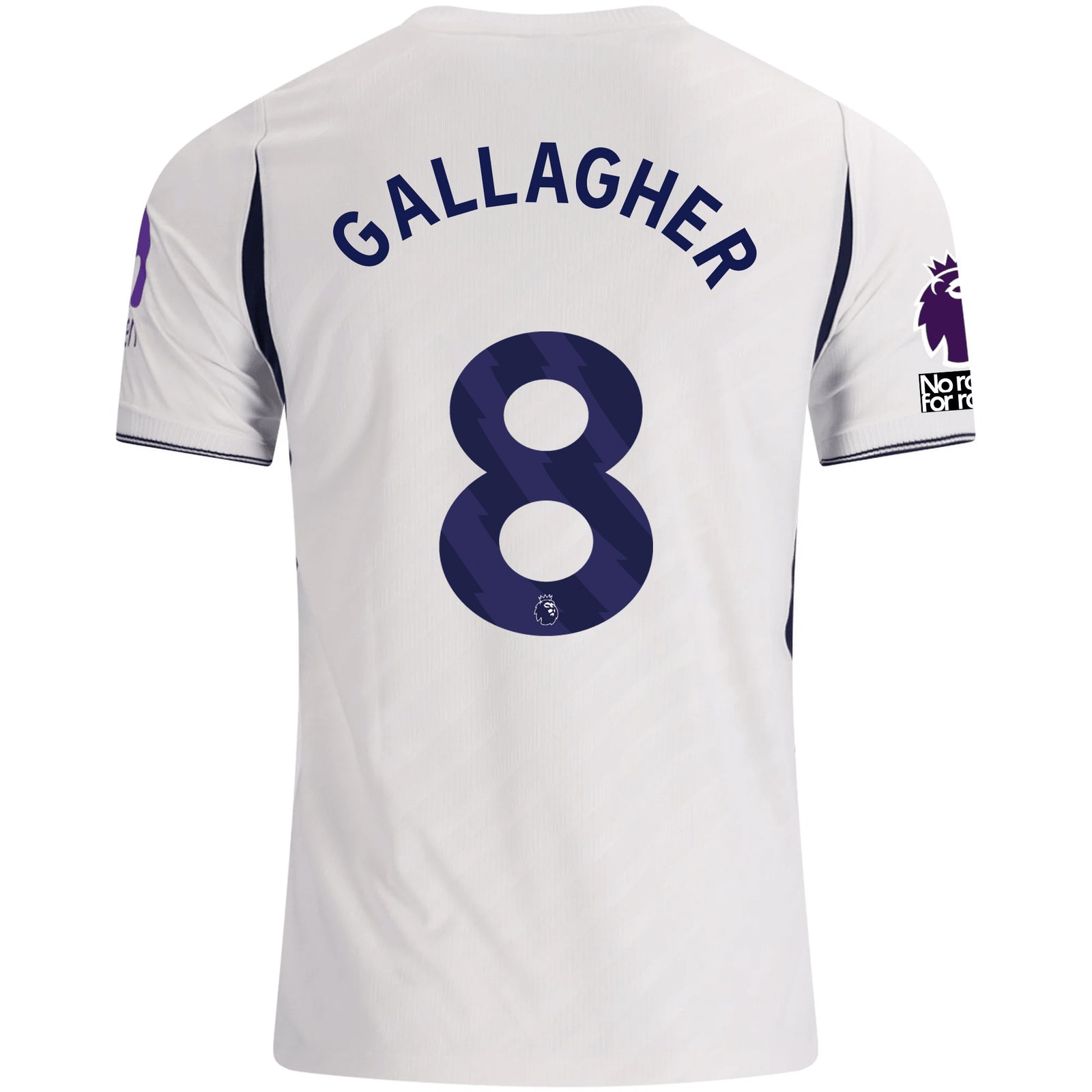 Nike Mens Tottenham Hotspur Conor Gallagher Home Jersey w/ EPL + No Room For Racism 26/27 (White)