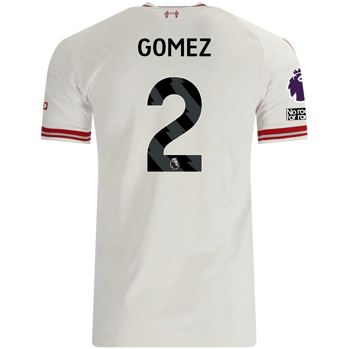 adidas Mens Liverpool Joe Gomez Authentic Away Jersey w/ EPL + No Room For Racsim Patches 26/27 (White)
