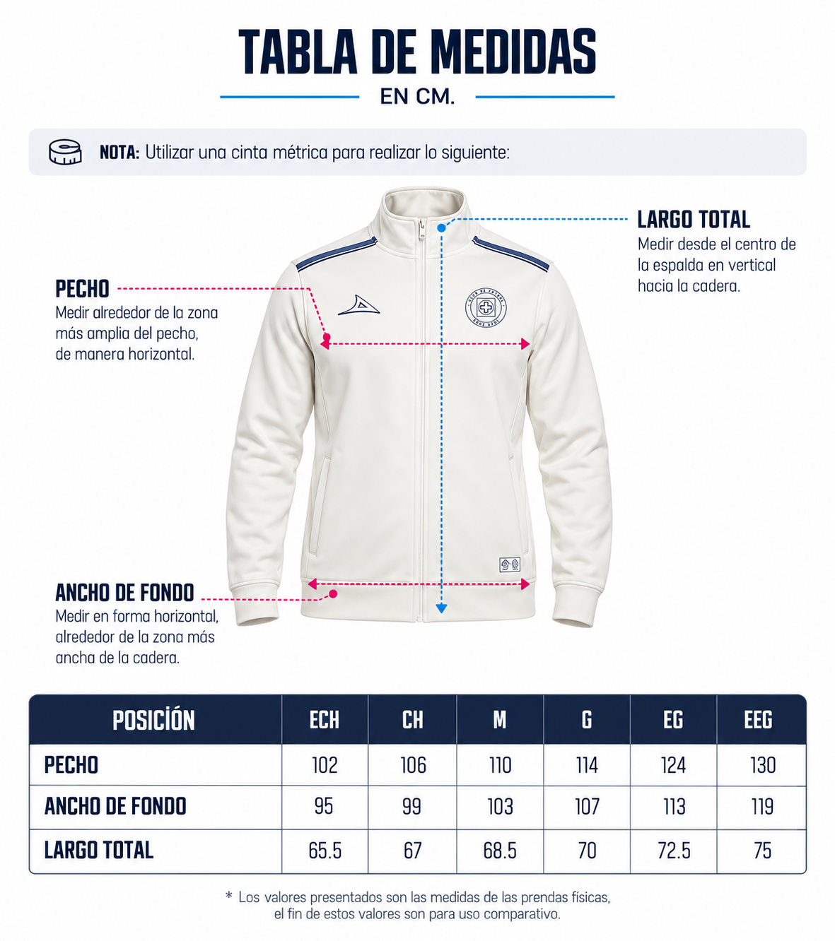 Pirma Men's Cruz Azul Full-Zip Jacket (Off White)