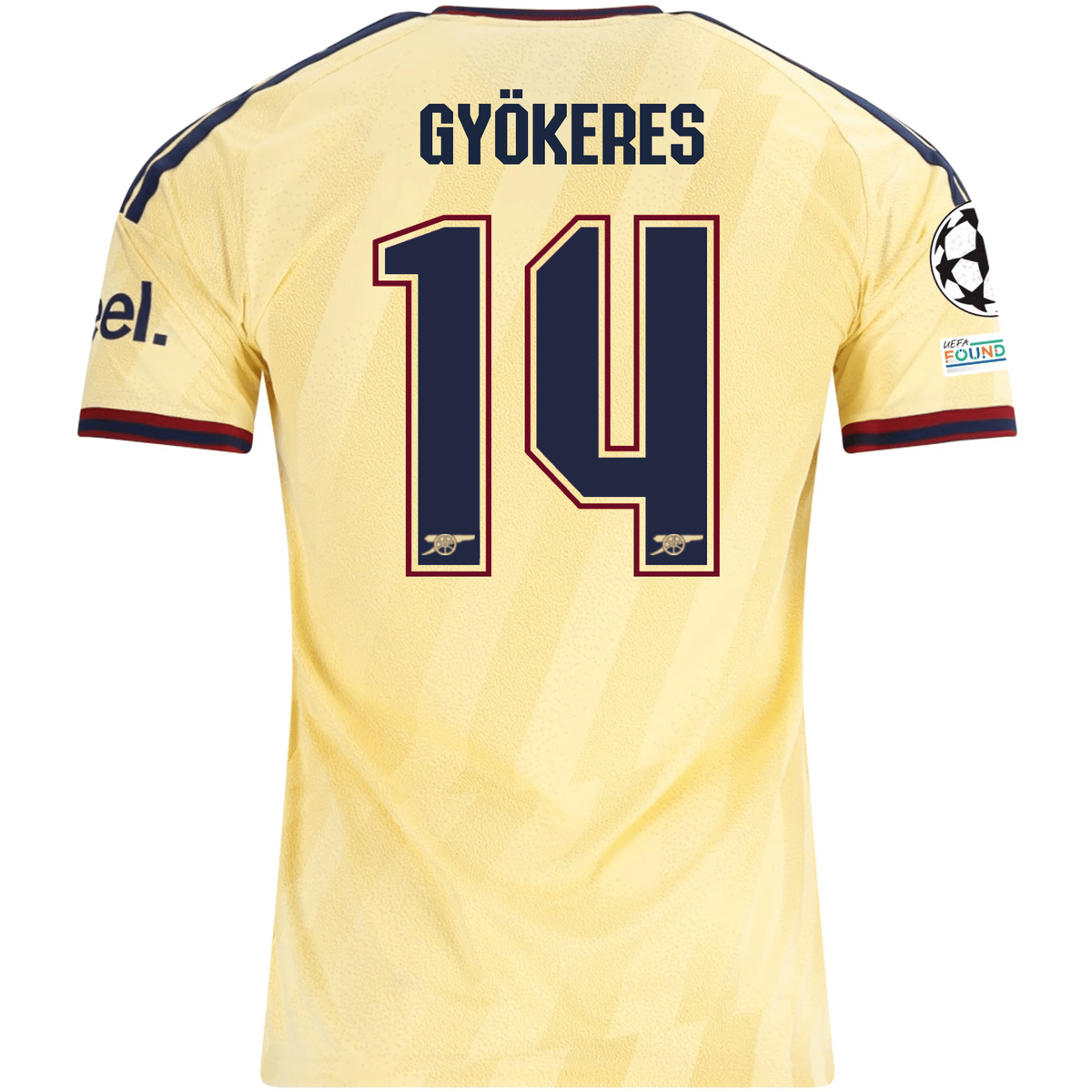adidas Men's Arsenal FC Viktor Gyökeres Third Jersey w/ Champions League Patches 26/27 (Yellow)
