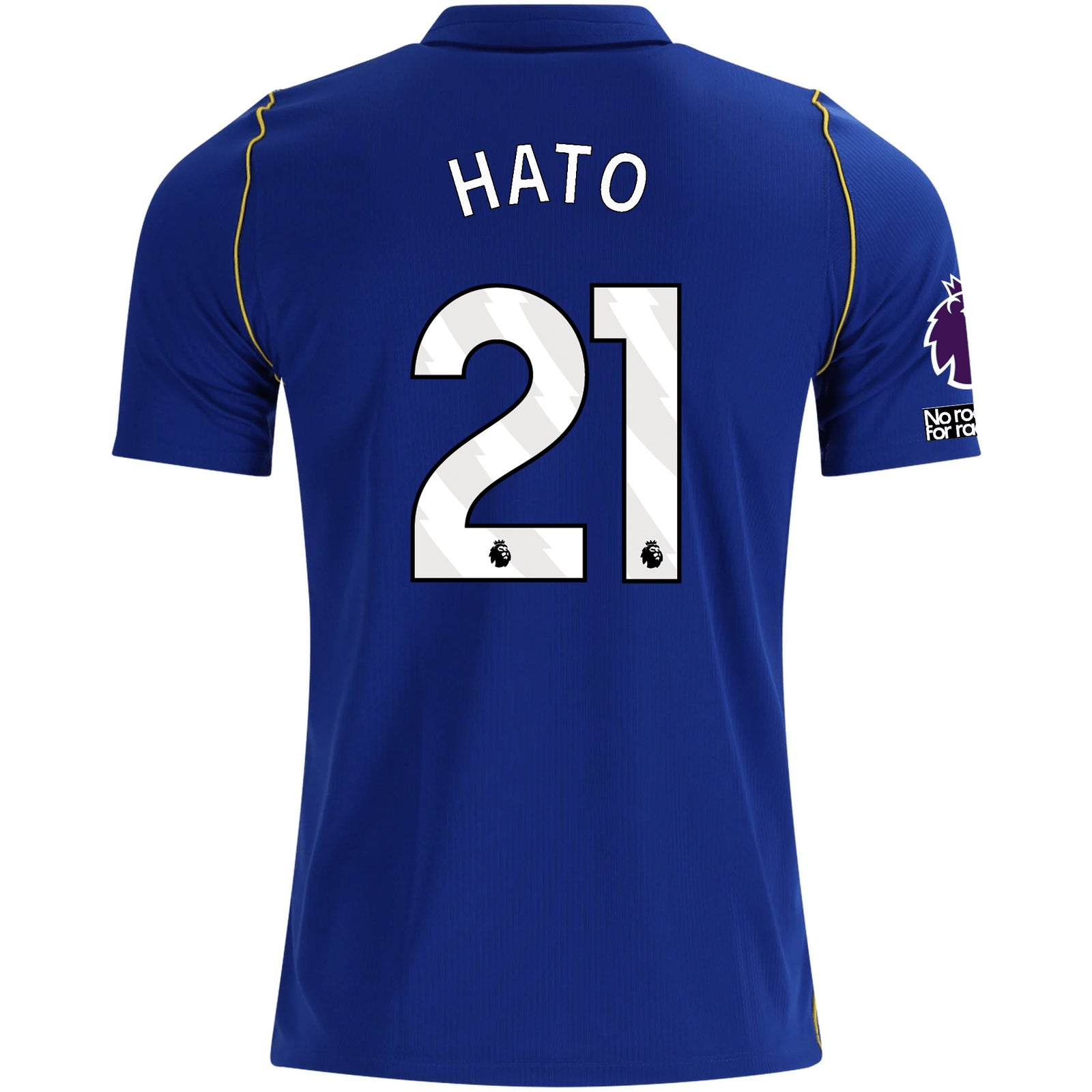 Nike Mens Chelsea FC Jorrel Hato Home Jersey w/ EPL + No Room For Racism + Club World Cup Champion Patches 26/27 (Bright Royal/Gold)
