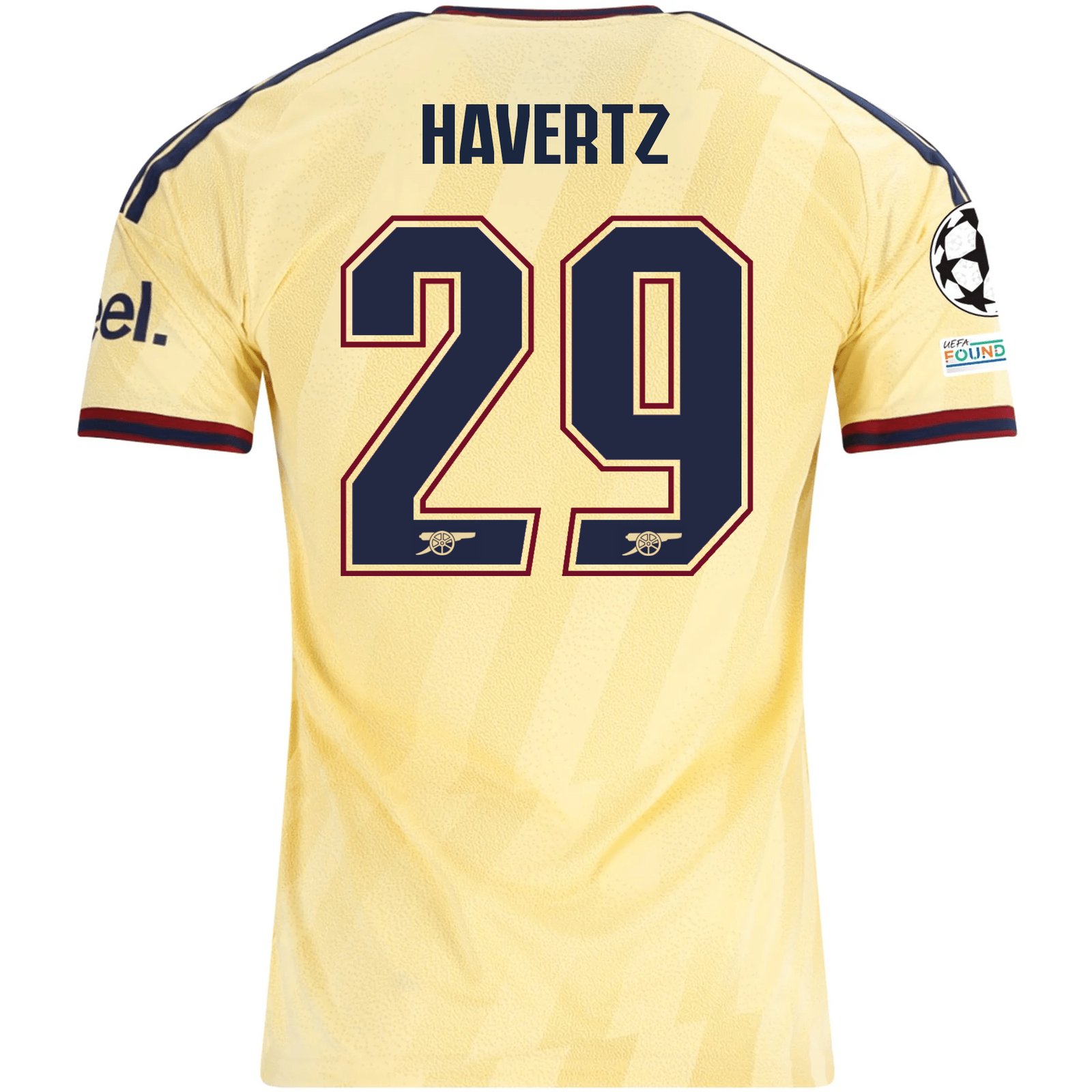 adidas Men's Arsenal FC Kai Havertz Third Jersey w/ Champions League Patches 26/27 (Yellow)