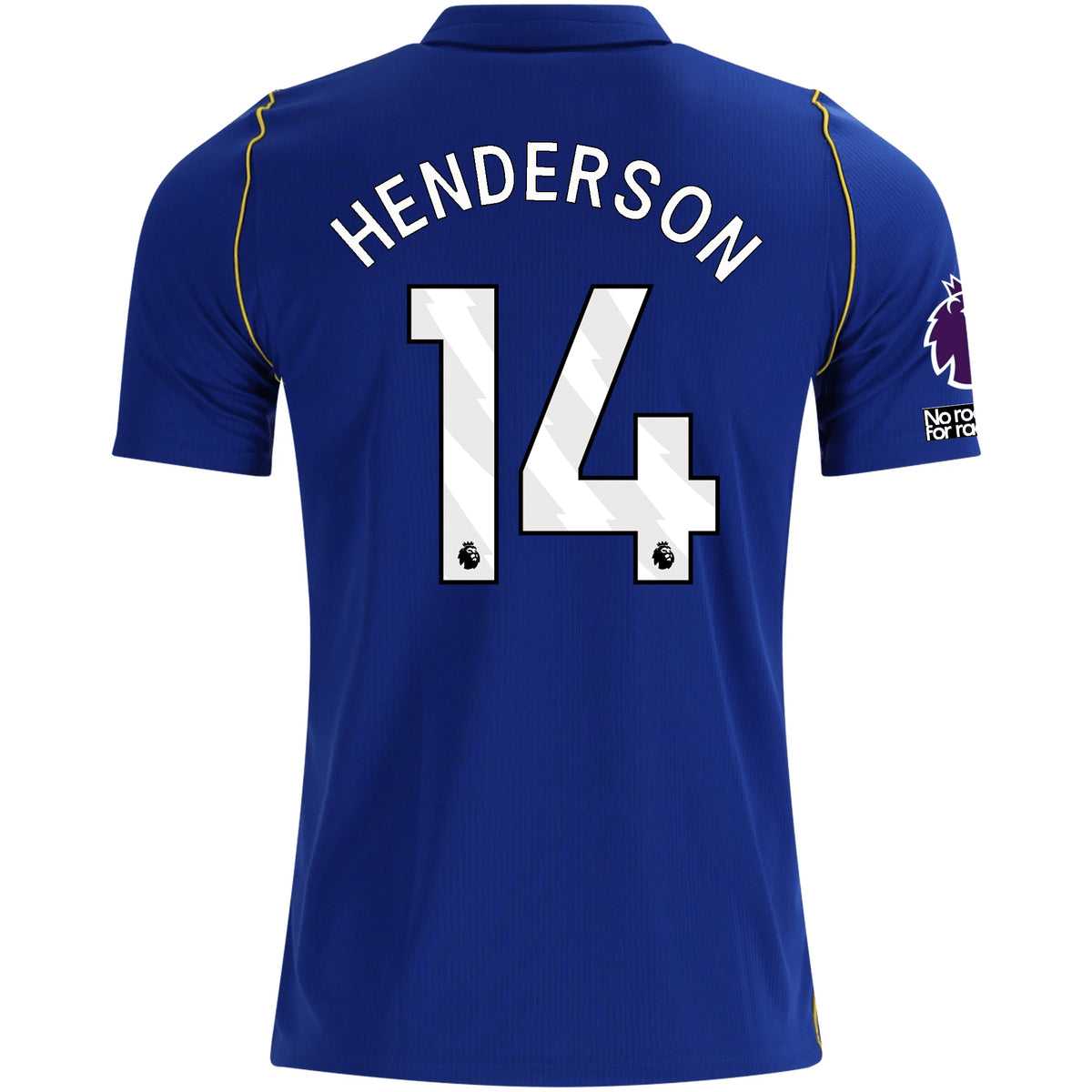 Nike Mens Chelsea FC Jordan Henderson Home Jersey w/ EPL + No Room For Racism + Club World Cup Champion Patches 26/27 (Bright Royal/Gold)