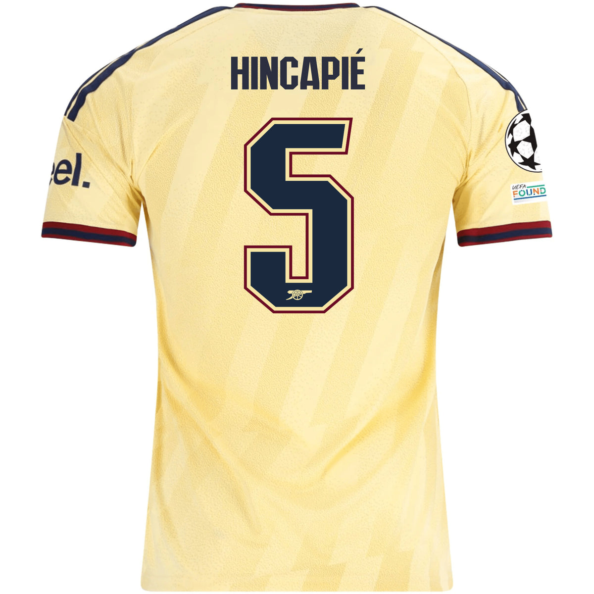adidas Men's Arsenal FC Piero Hincapié Third Jersey w/ Champions League Patches 26/27 (Yellow)
