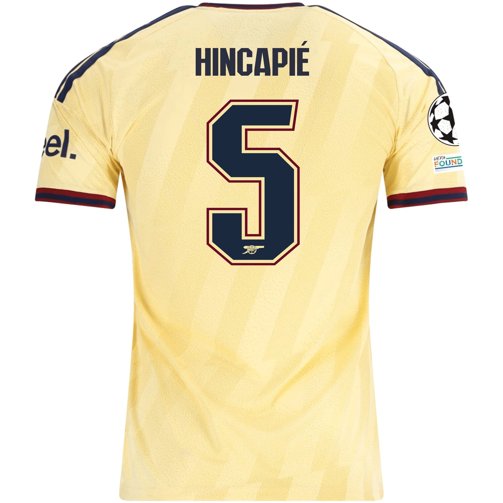 adidas Men's Arsenal FC Piero Hincapié Third Jersey w/ Champions League Patches 26/27 (Yellow)