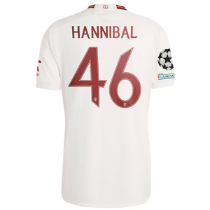 adidas Manchester United Hannibal Mejbri Third Jersey w/ Champions League Patches 23/24 (Cloud White/Red)