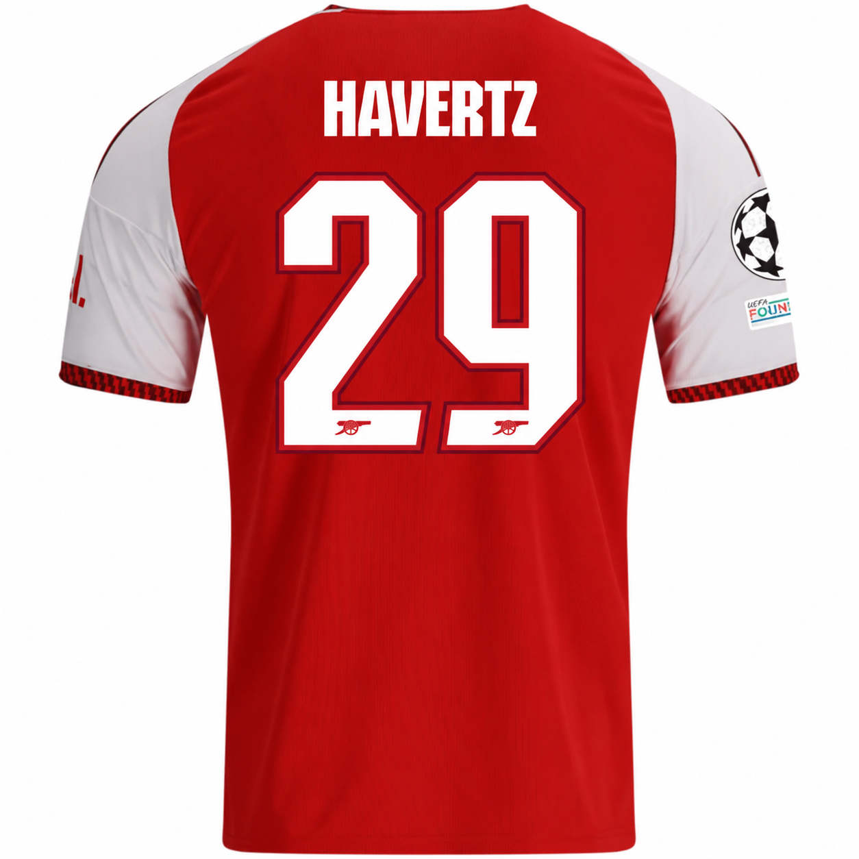 adidas Mens Arsenal Kai Havertz Home Jersey w/ Champions League Patches 26/27 (Red)