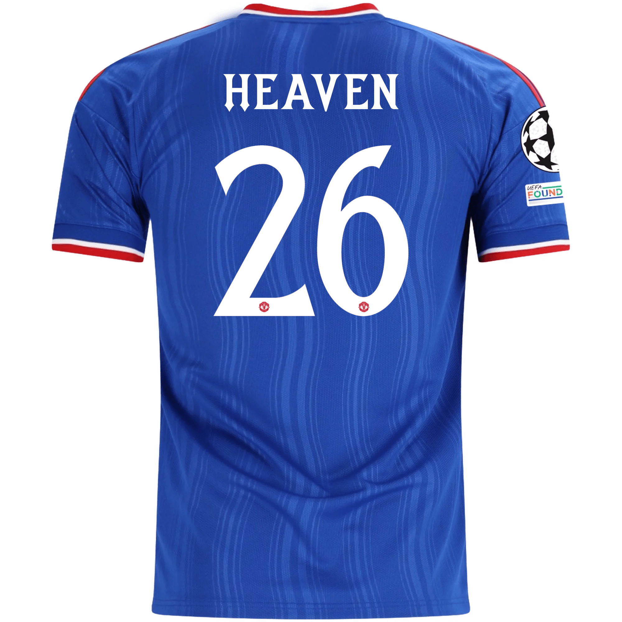 adidas Mens Manchester United Harry Amass Away Jersey w/ Champions League Patches 26/27 (Blue)
