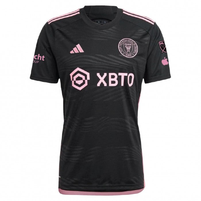 adidas Men's Lionel Messi Inter Miami Away Jersey 23/24 w/ MLS Apple + Sponsors Patches (Black/True Pink)