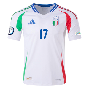 adidas Italy Authentic Ciro Immobile Away Jersey w/ Euro 2024 Patches 24/25 (White)