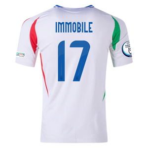 adidas Italy Authentic Ciro Immobile Away Jersey w/ Euro 2024 Patches 24/25 (White)