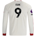 adidas Mens Liverpool Alexander Isak Long Sleeve Away Jersey w/ EPL + No Room For Racism Patches 26/27 (White/Red)