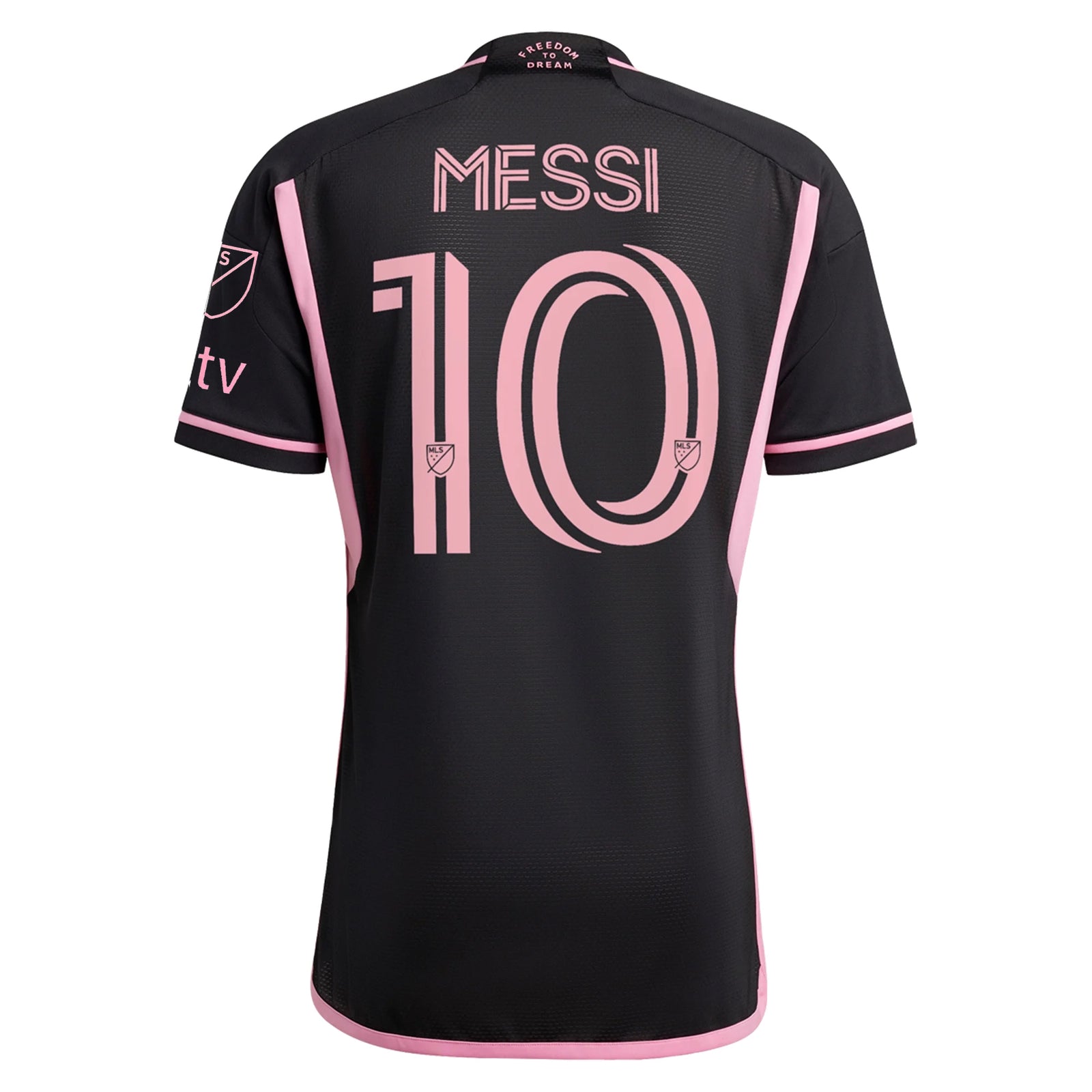adidas Inter Miami Lionel Messi Authentic Player Version Away Jersey 23/24 w/ MLS Patches (Black/Pink)