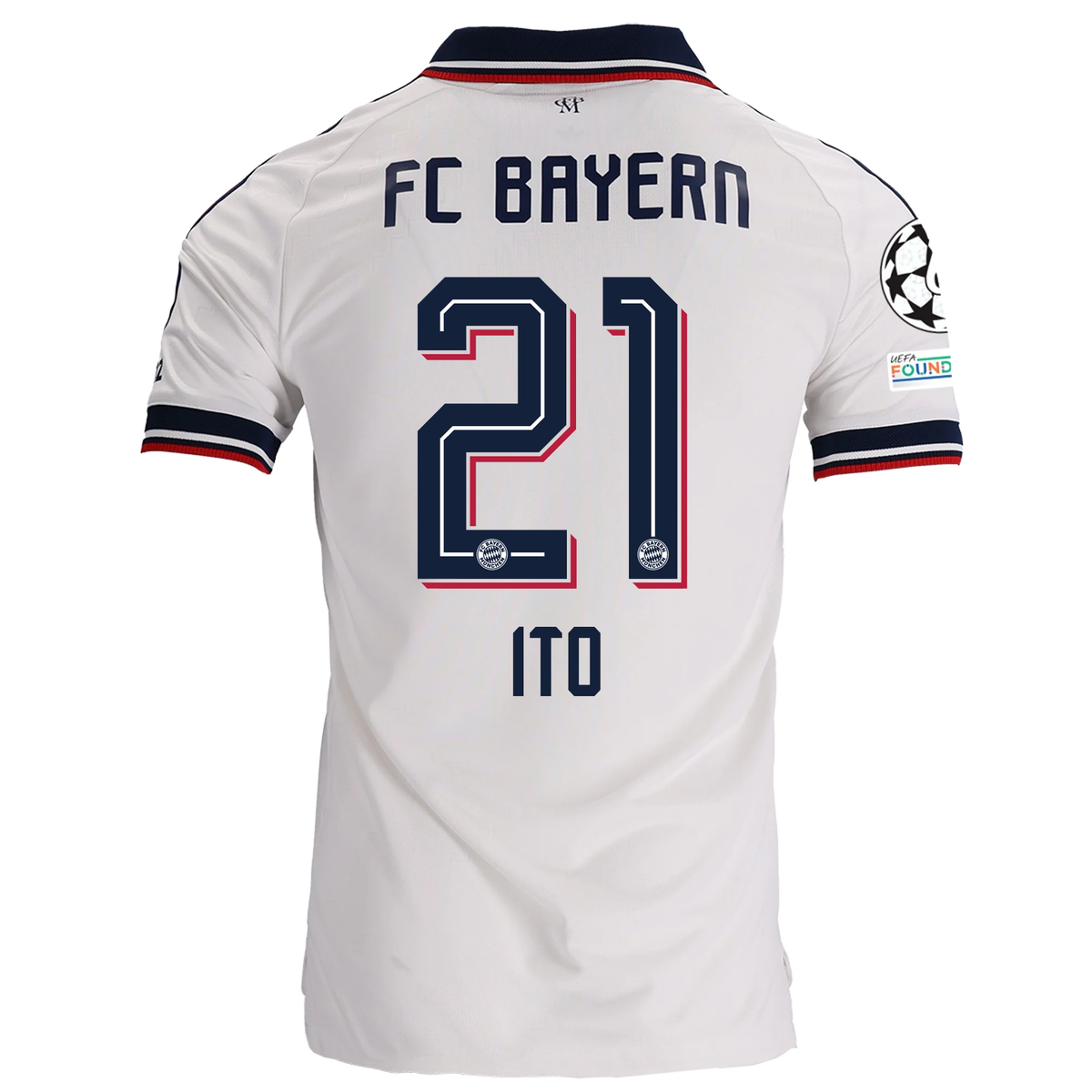 adidas Mens Bayern Munich Hiroki Ito Away Jersey w/ Champions League Patches 26/27 (White)