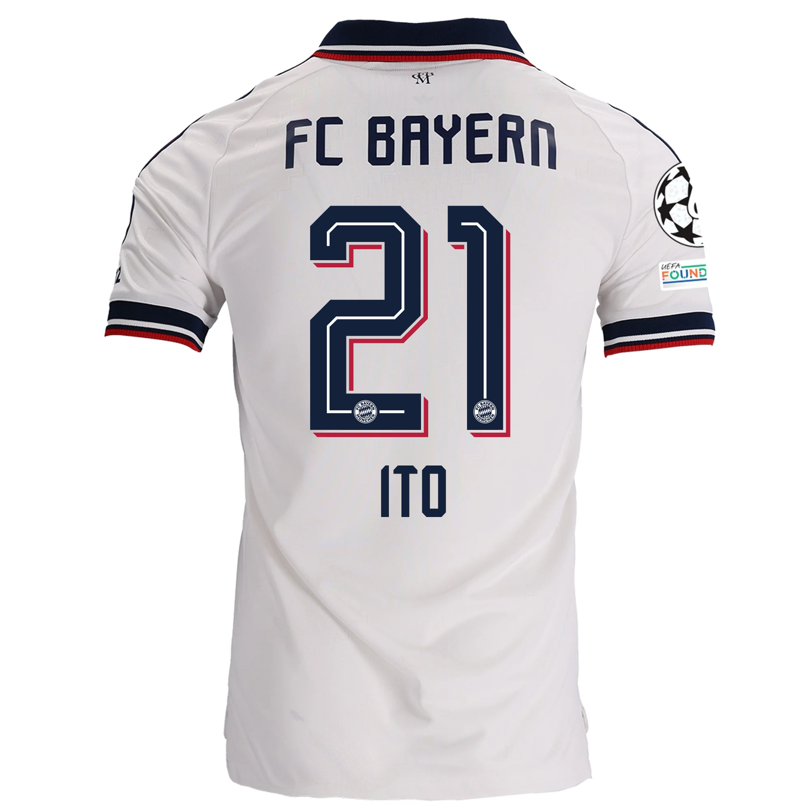 adidas Mens Bayern Munich Hiroki Ito Away Jersey w/ Champions League Patches 26/27 (White)
