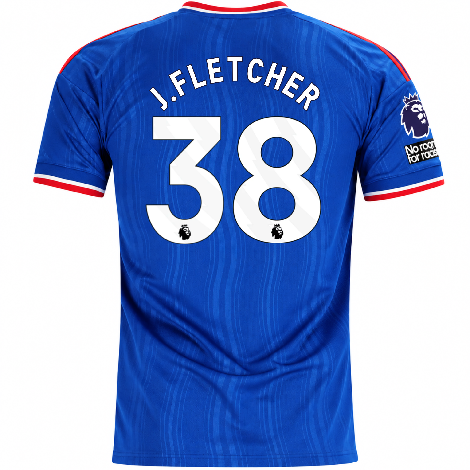 adidas Mens Manchester United Jack Fletcher Away Jersey w/ EPL + No Room For Racism Patches 26/27 (Blue)