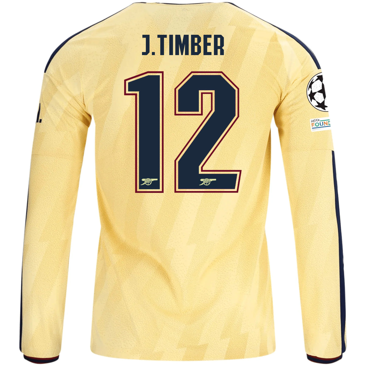 adidas Mens Arsenal Jurriën Timber Long Sleeve Third Jersey w/ Champions League Patches 26/27 (Yellow)