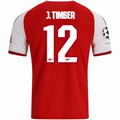 adidas Mens Arsenal Jurriën Timber Home Jersey w/ Champions League Patches 26/27 (Red)