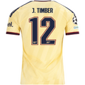 adidas Men's Arsenal FC Jurriën Timber Third Jersey w/ Champions League Patches 26/27 (Yellow)