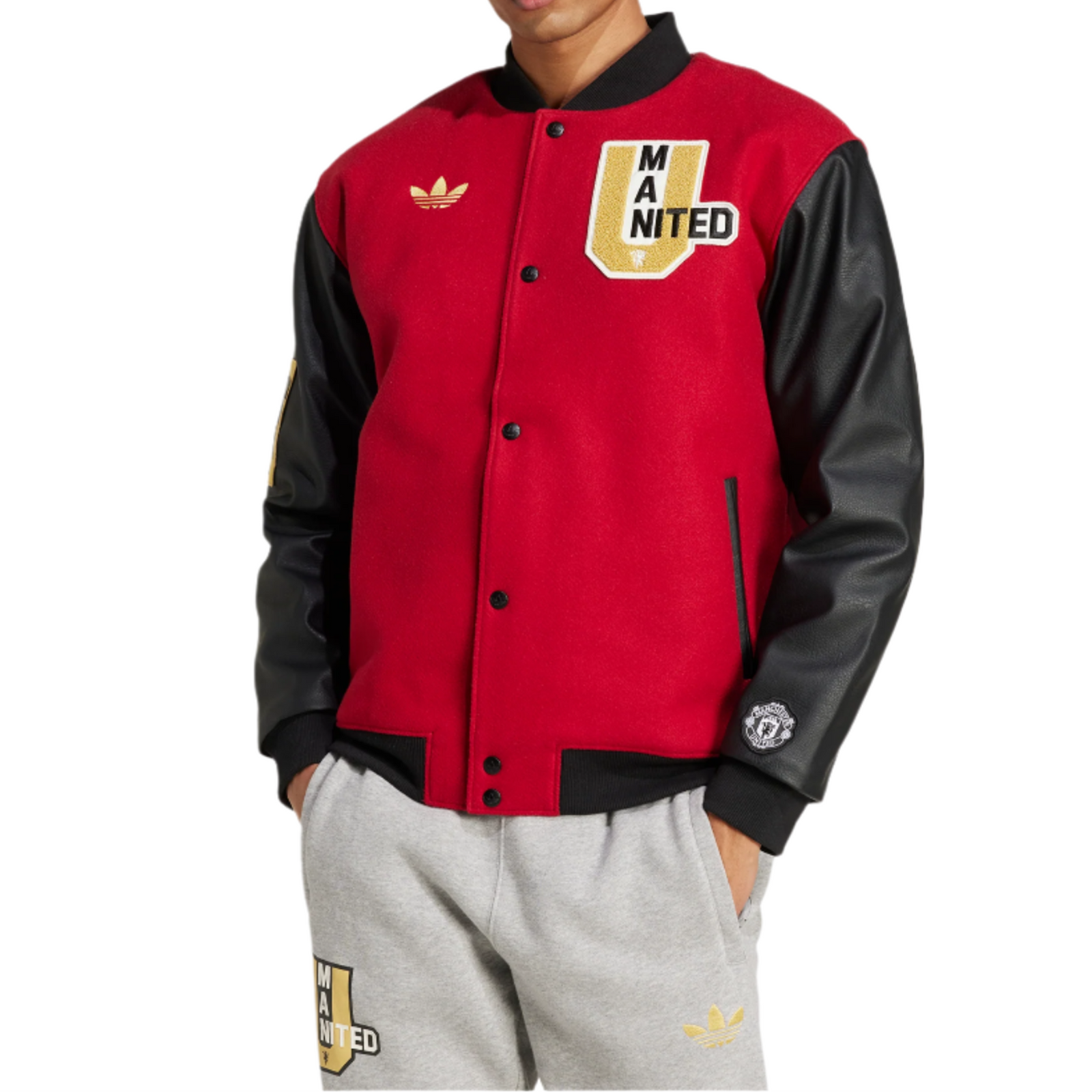 adidas Manchester United 24/25 Letterman Jacket (Red/Black)