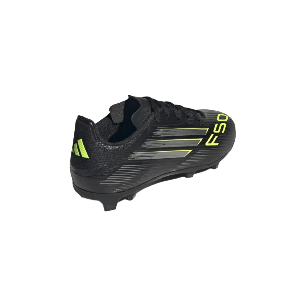 adidas Youth F50 League Firm Ground/Multi Ground Junior Soccer Cleats (Black/Iron Metallic/Lucid Lemon)