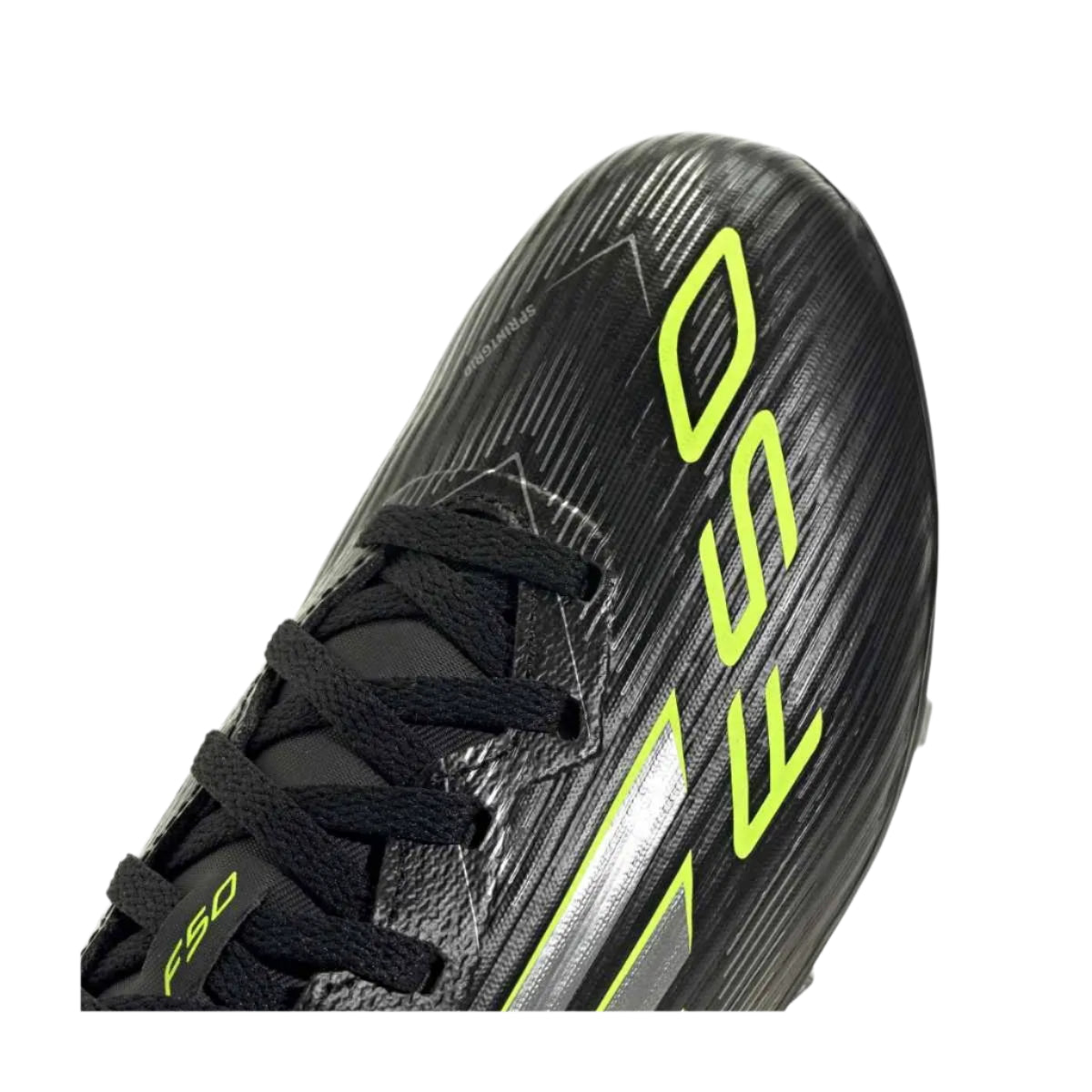 adidas Youth F50 League Firm Ground/Multi Ground Junior Soccer Cleats (Black/Iron Metallic/Lucid Lemon)