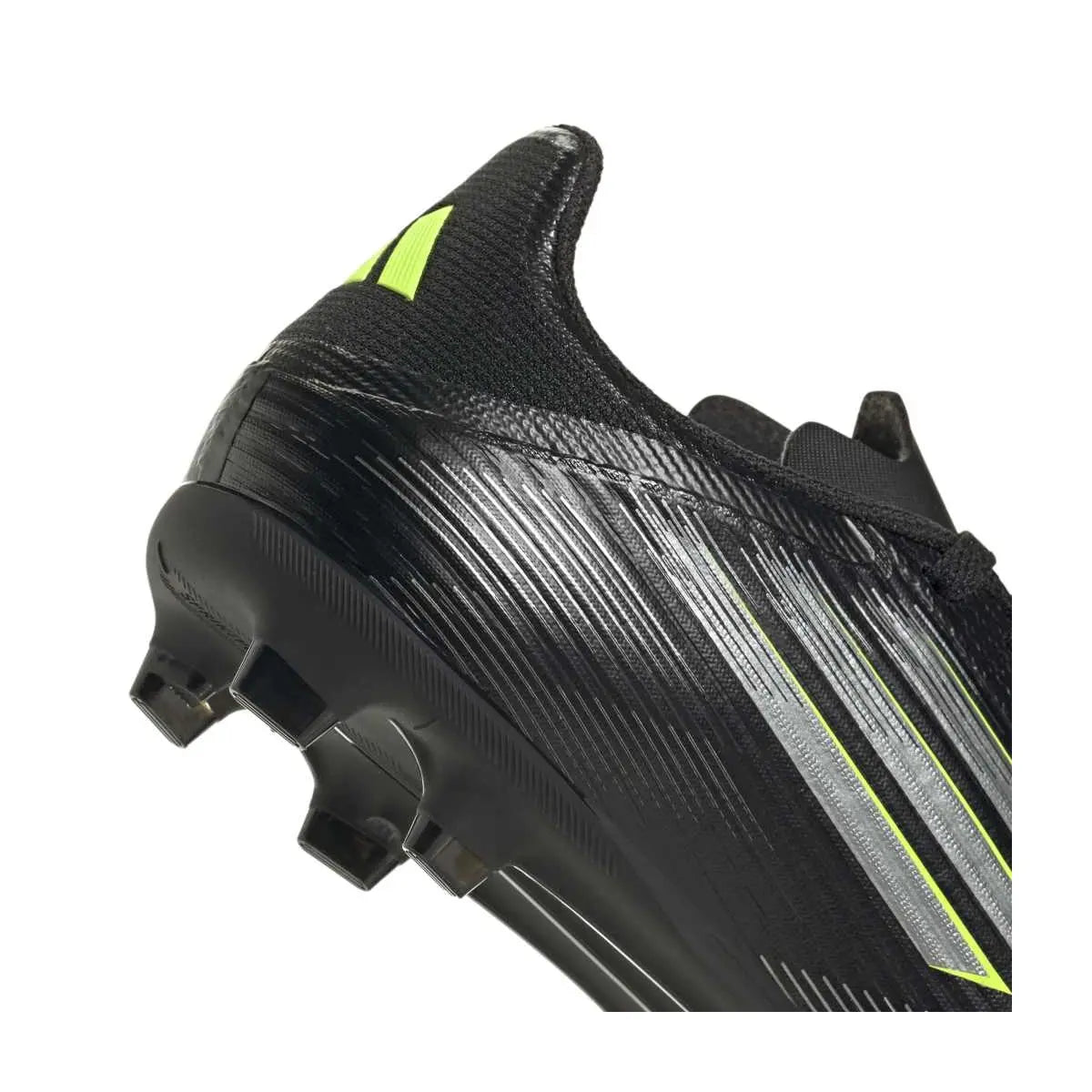 adidas Youth F50 League Firm Ground/Multi Ground Junior Soccer Cleats (Black/Iron Metallic/Lucid Lemon)