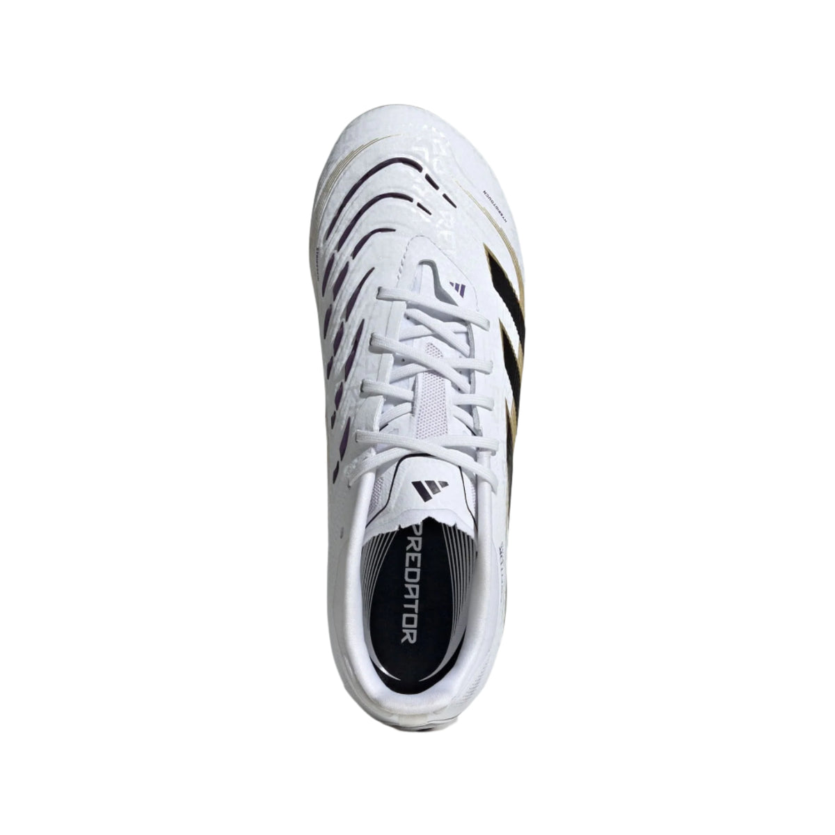 adidas Youth Jr. Predator Elite Junior Firm Ground Cleats (White/Black/Gold Metallic)