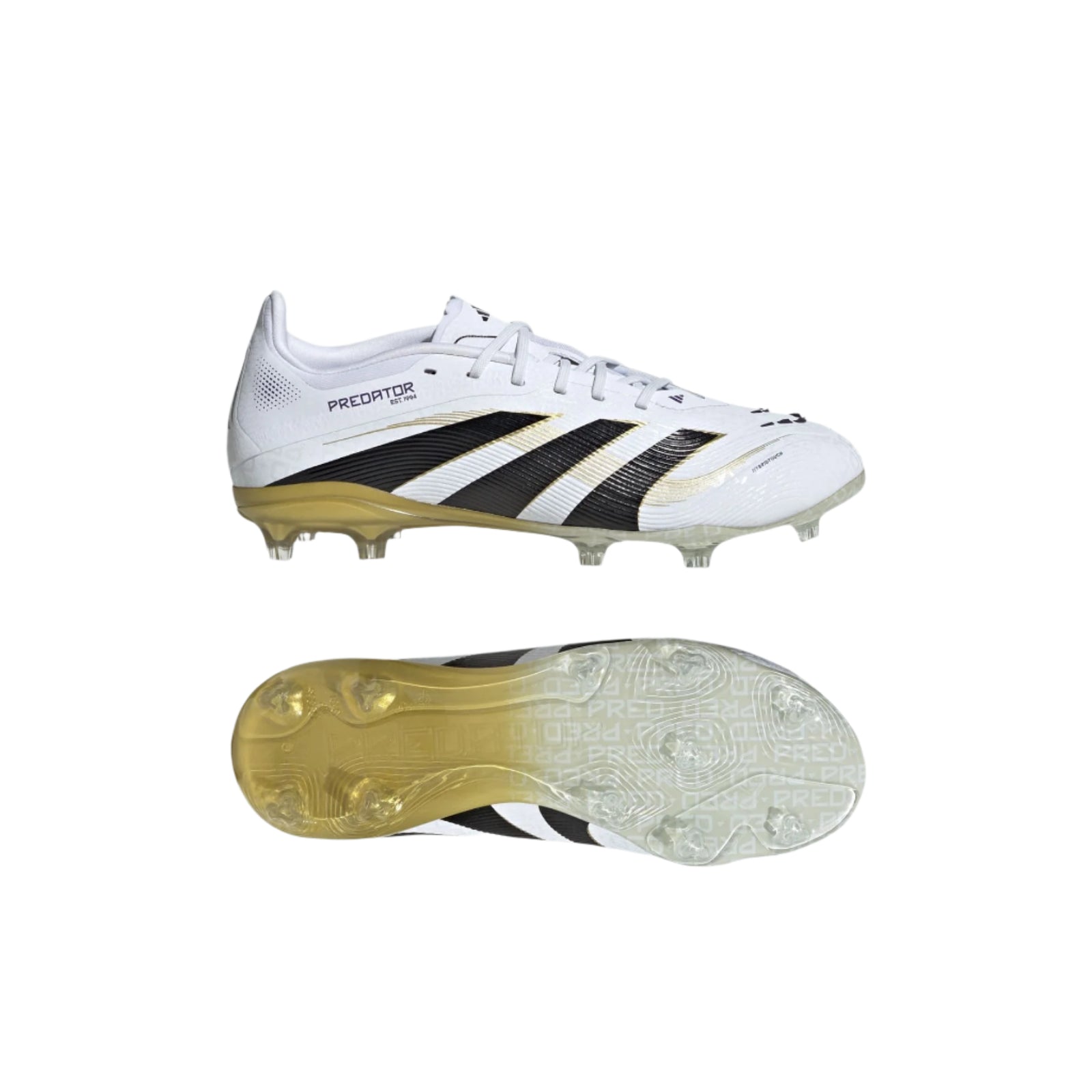 adidas Youth Jr. Predator Elite Junior Firm Ground Cleats (White/Black/Gold Metallic)