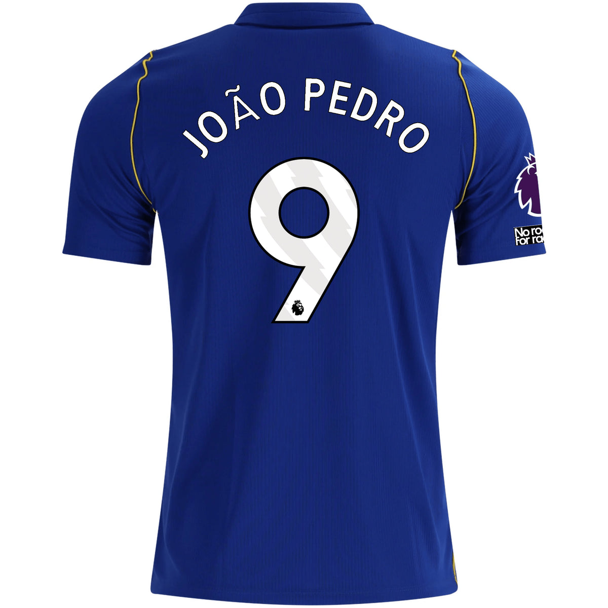 Nike Mens Chelsea FC João Pedro Home Jersey w/ EPL + No Room For Racism + Club World Cup Champion Patches 26/27 (Bright Royal/Gold)