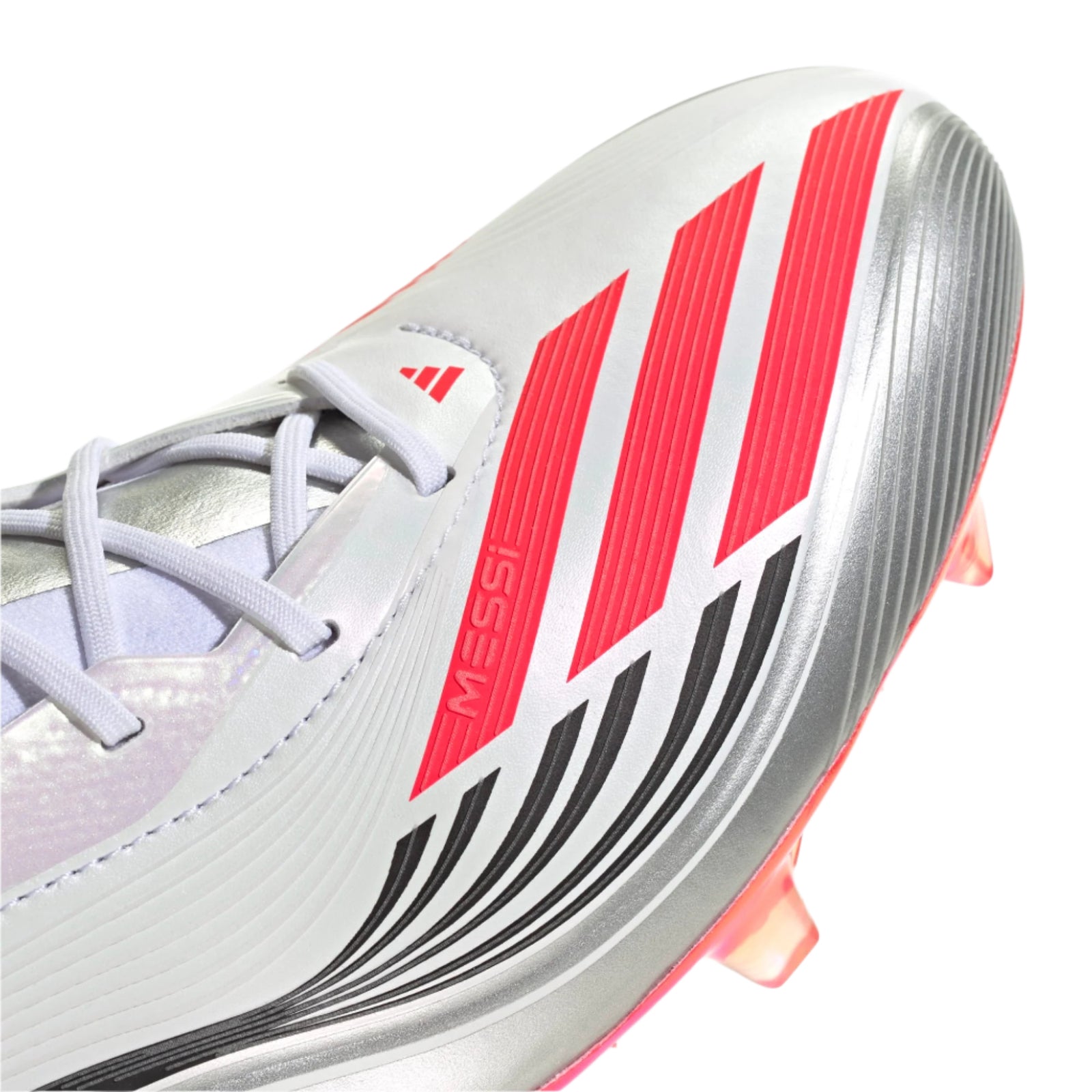 adidas F50 Messi Elite FG Soccer Cleats (White/Lucid Red/Silver Metallic)