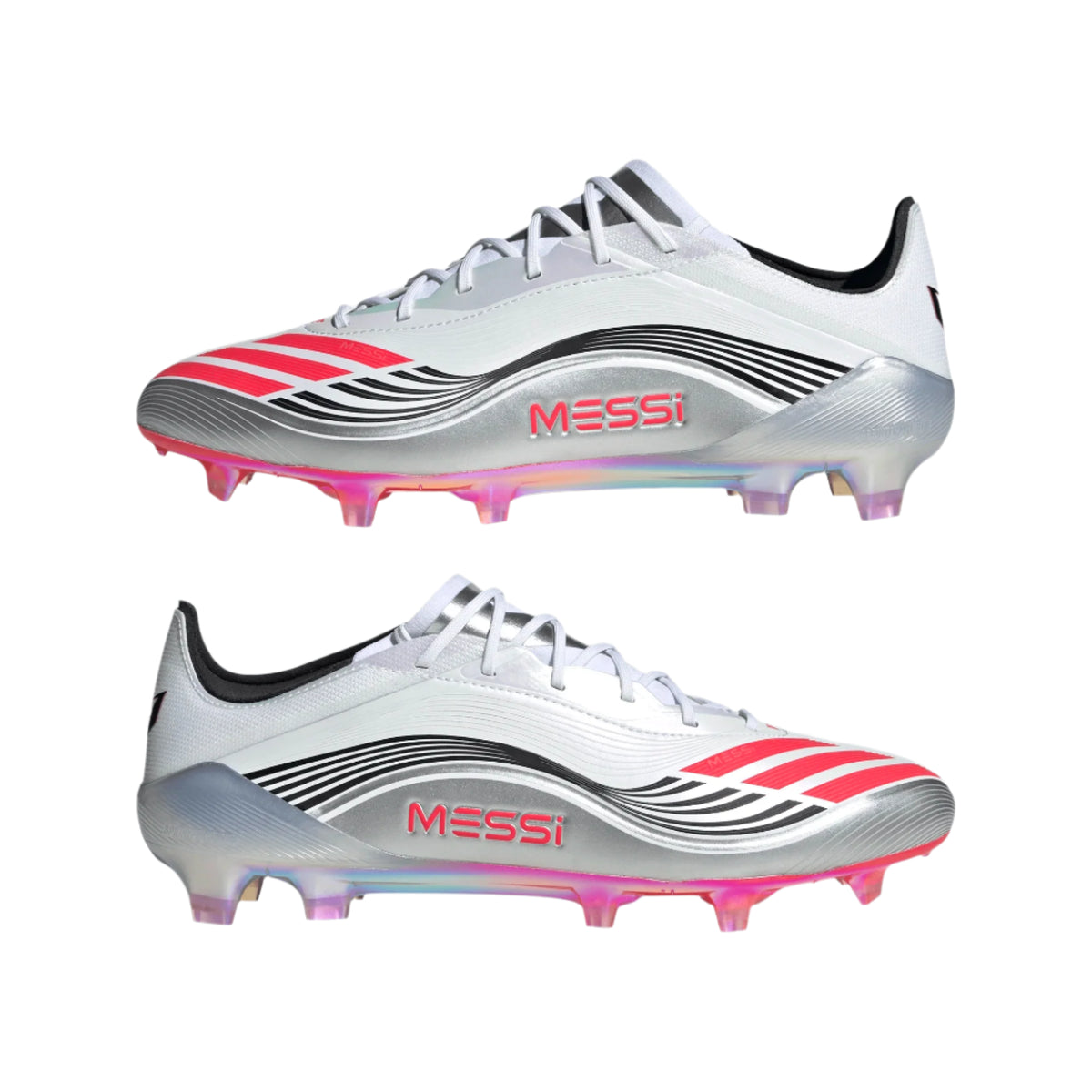 adidas F50 Messi Elite FG Soccer Cleats (White/Lucid Red/Silver Metallic)