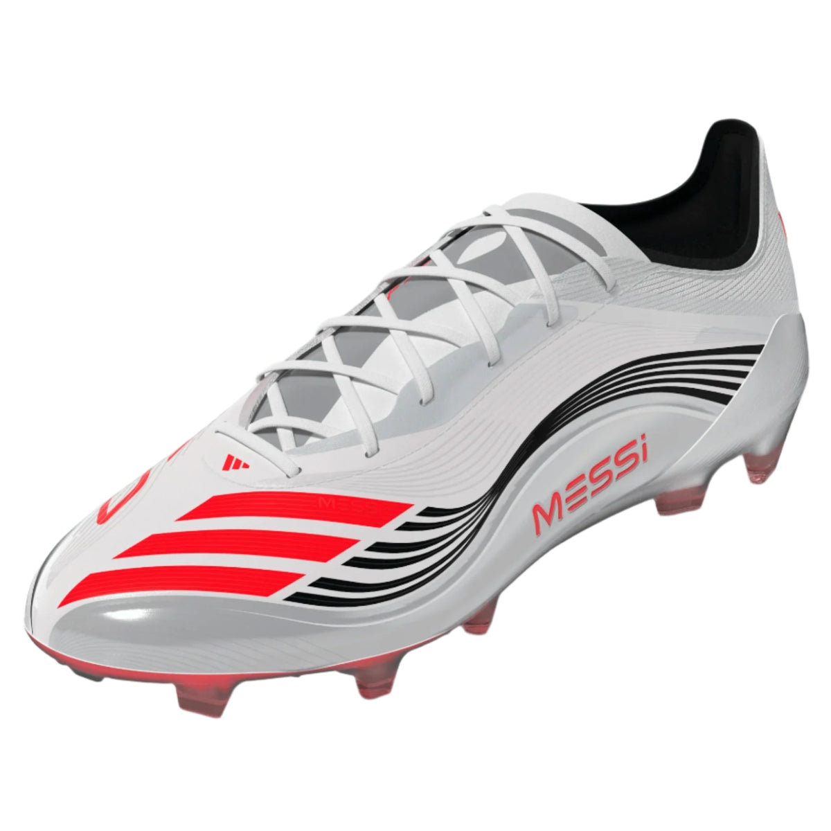 adidas F50 Messi Elite FG Soccer Cleats (White/Lucid Red/Silver Metallic)