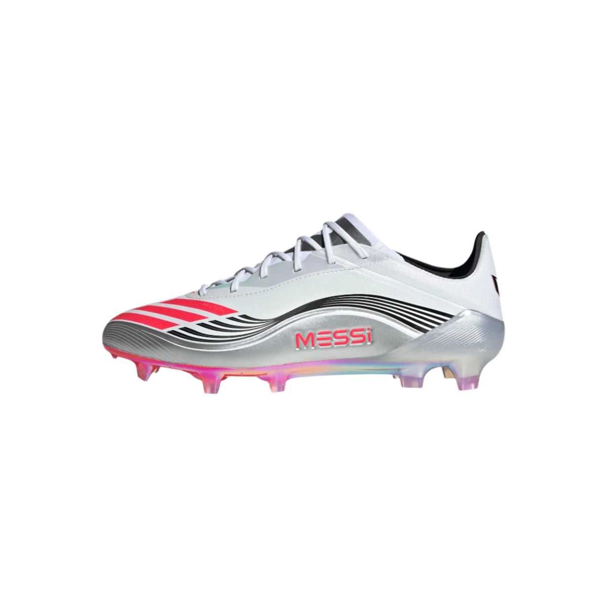 adidas F50 Messi Elite FG Soccer Cleats (White/Lucid Red/Silver Metallic)
